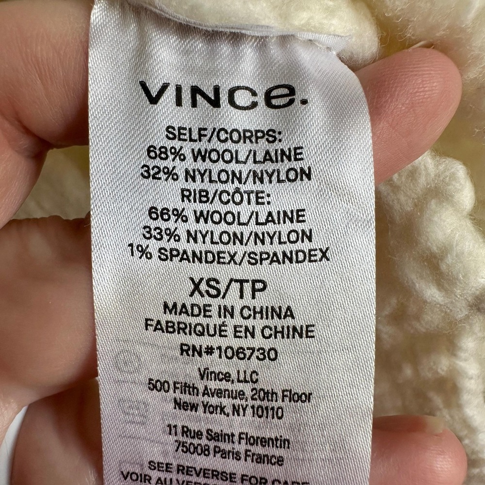 Vince Sweater Womens XS Ivory Wool Blend Mock Neck Ribbed‎ Chunky Knit NWT - Picture 5 of 10